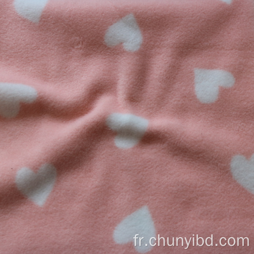 Vente chaude 100 Polyester Couleur personnalisée Soft and Stretchy Heart Pattern Imprimer Polar Fleece Tissu pour vêtements